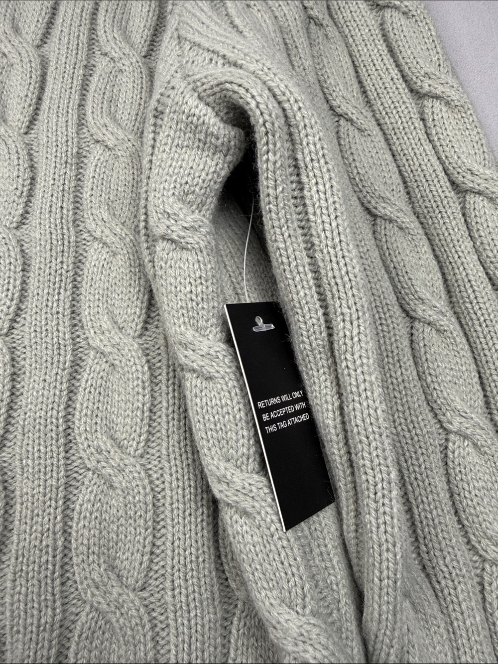 Lioness Coastal Cable Knit Crewneck Sweater - Grey (removable collar) - Picture 6 of 7